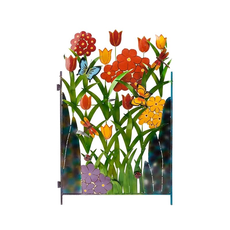 Valla de arte del hierro para jardín, cerca de decoración del hogar, borde de bordes, cuadro de paisaje artesanal, cama de flores, ornamento de jardín: C