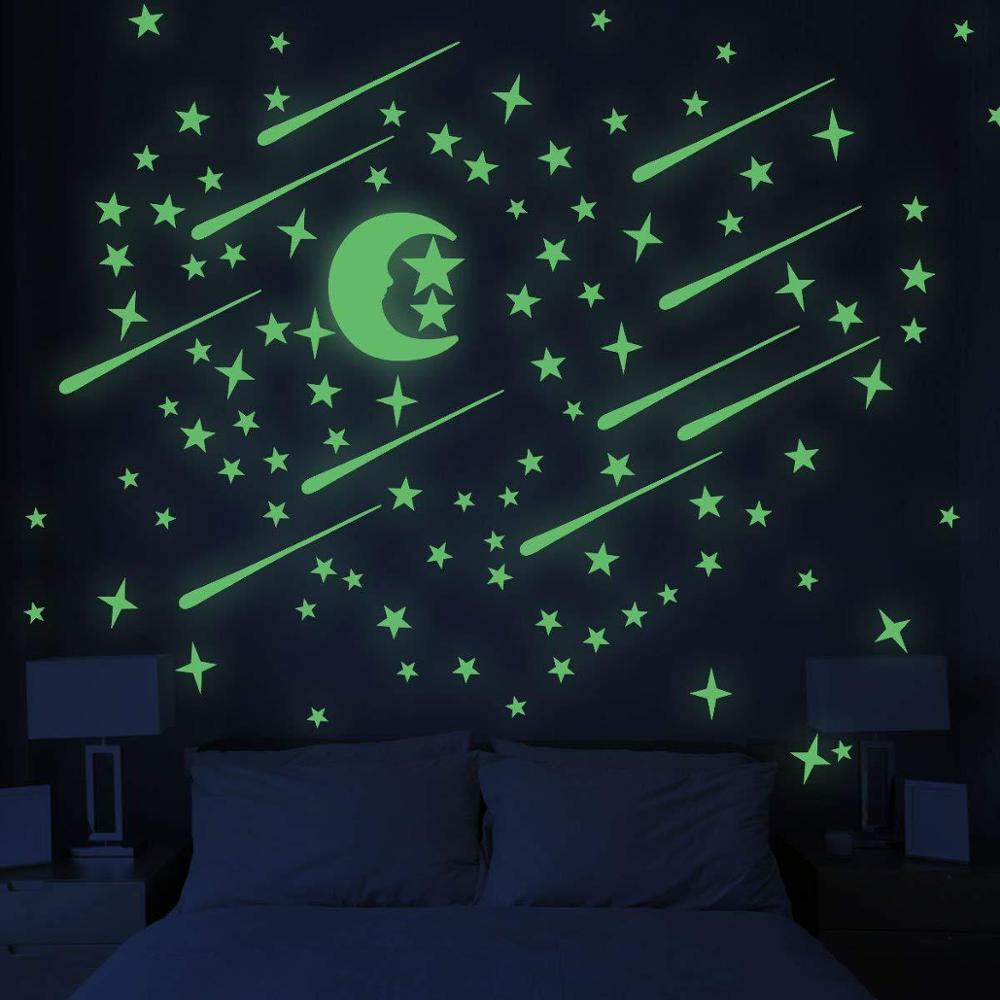 Luminous Moon Stars combination 3D Wall Sticker bedroom living room home decoration kids room decals Glow in the dark Stickers