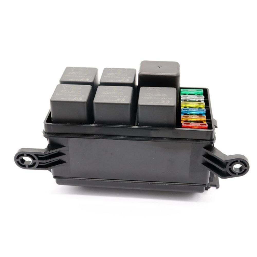 Marine 6-Way Fuse Relay Box Plastic 6-Slot Blade Holder Block For Motor-Home Automotive Car Accessories Black