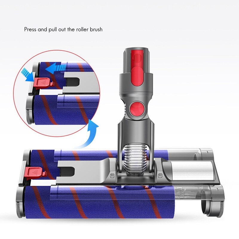 Gorąco!-dla odkurzacz Dyson V7 V8 V10 V11 V15 uniwersalny z miękkiego aksamitu dwurzędowy szczotka rolkowa z lampą szczotka podłogowa