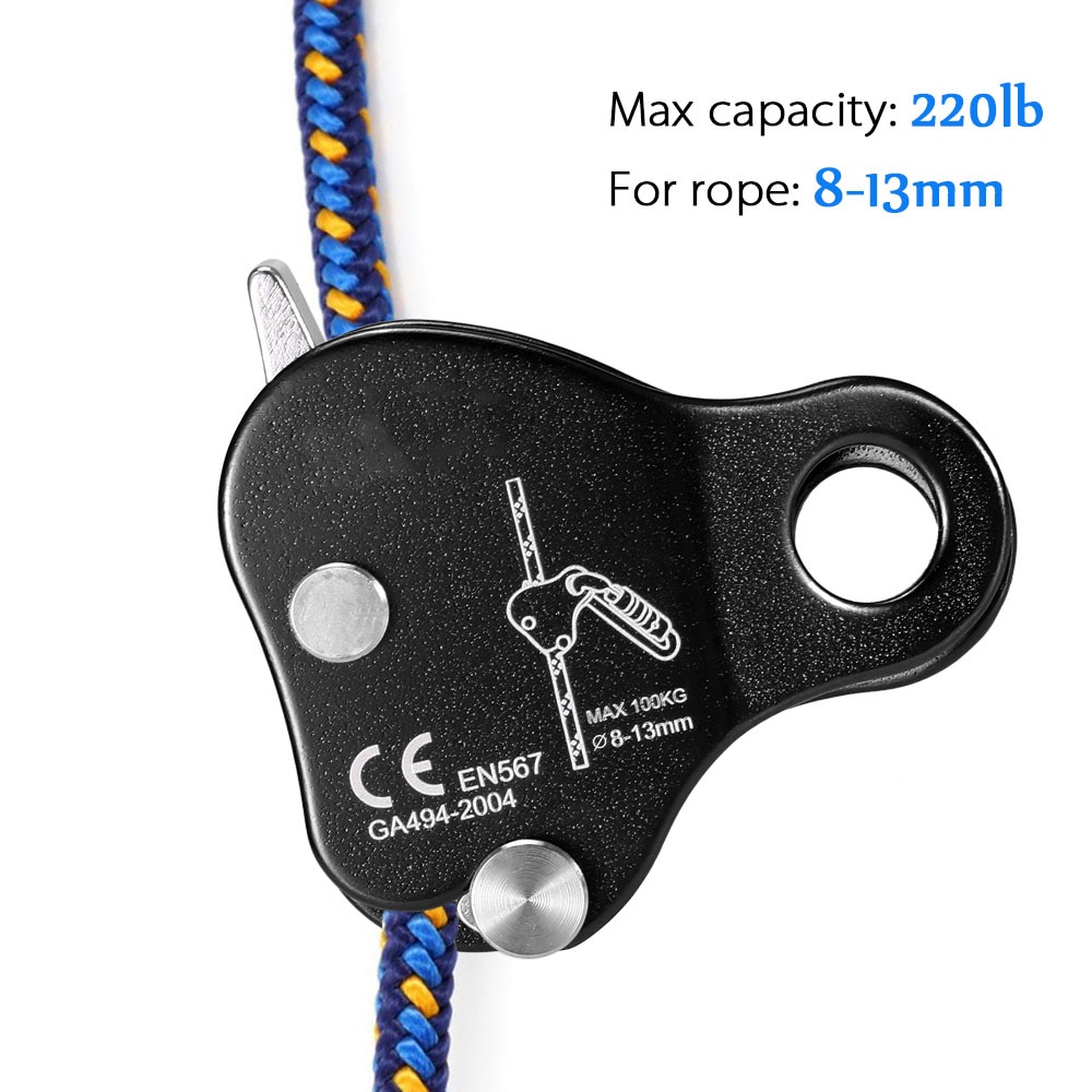Safety Climbing Protective Ascender 220LB Climbing Protective Device Rope Grip Outdoor Climbing Rigging 8-13MM Rope