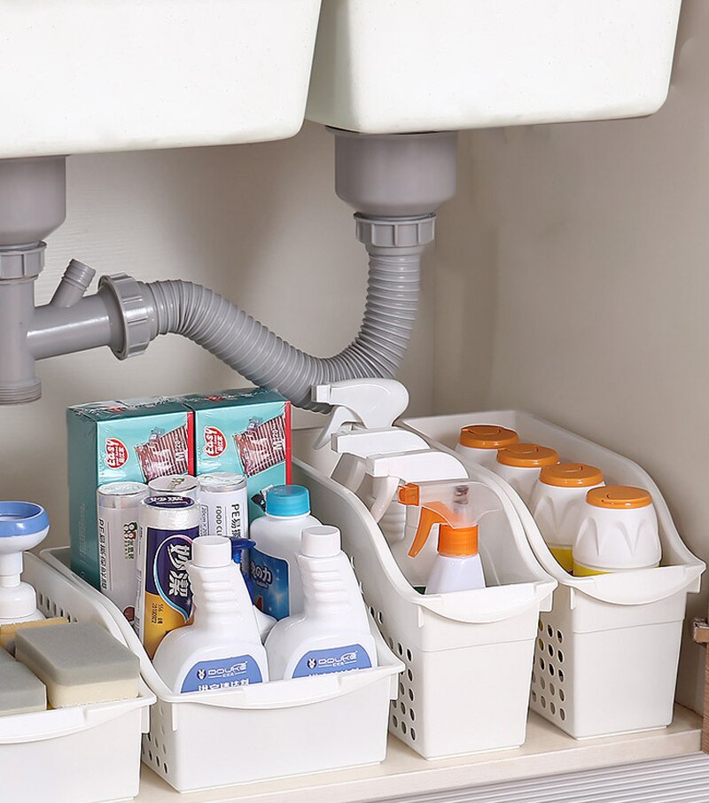 1PCS Cabinet Food Bottle Organizer Pull-out Storage Rack Organizer With Wheel Storage Shelf Container Box Bathroom Kitchen