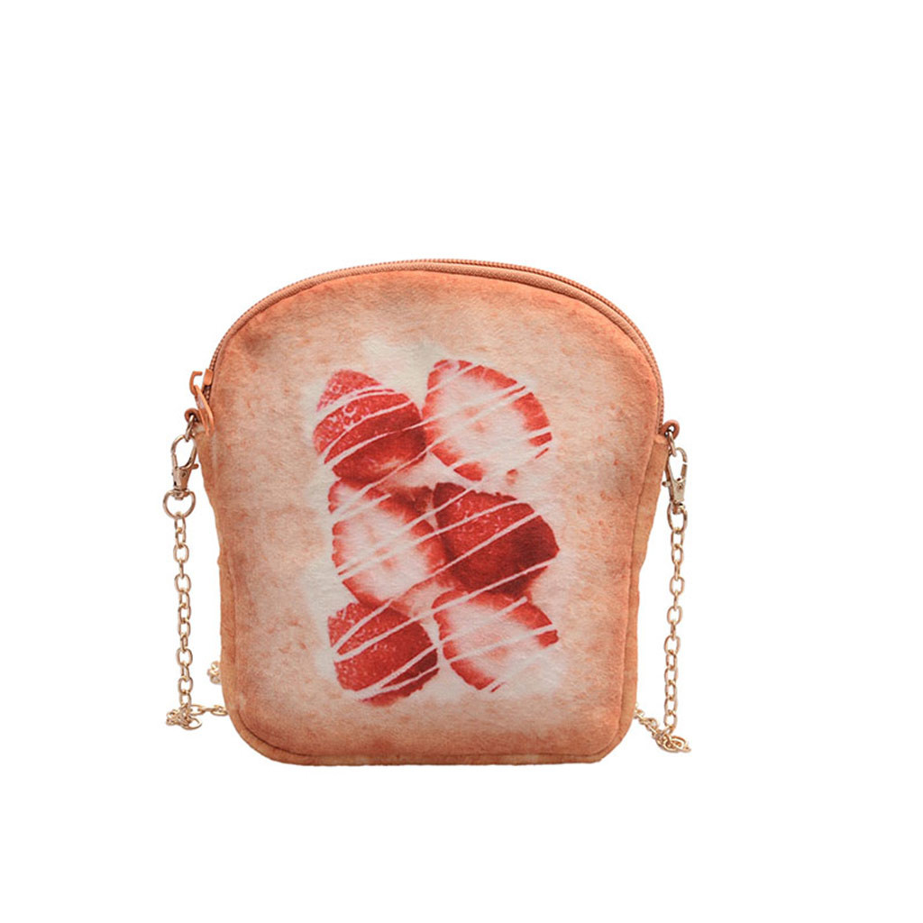 20 Mode Schoudertas Creatieve Stijl Dames Handtas Franse Toast Brood Afdrukken Keten Tas Leuke 3d Brood Messenger tas
