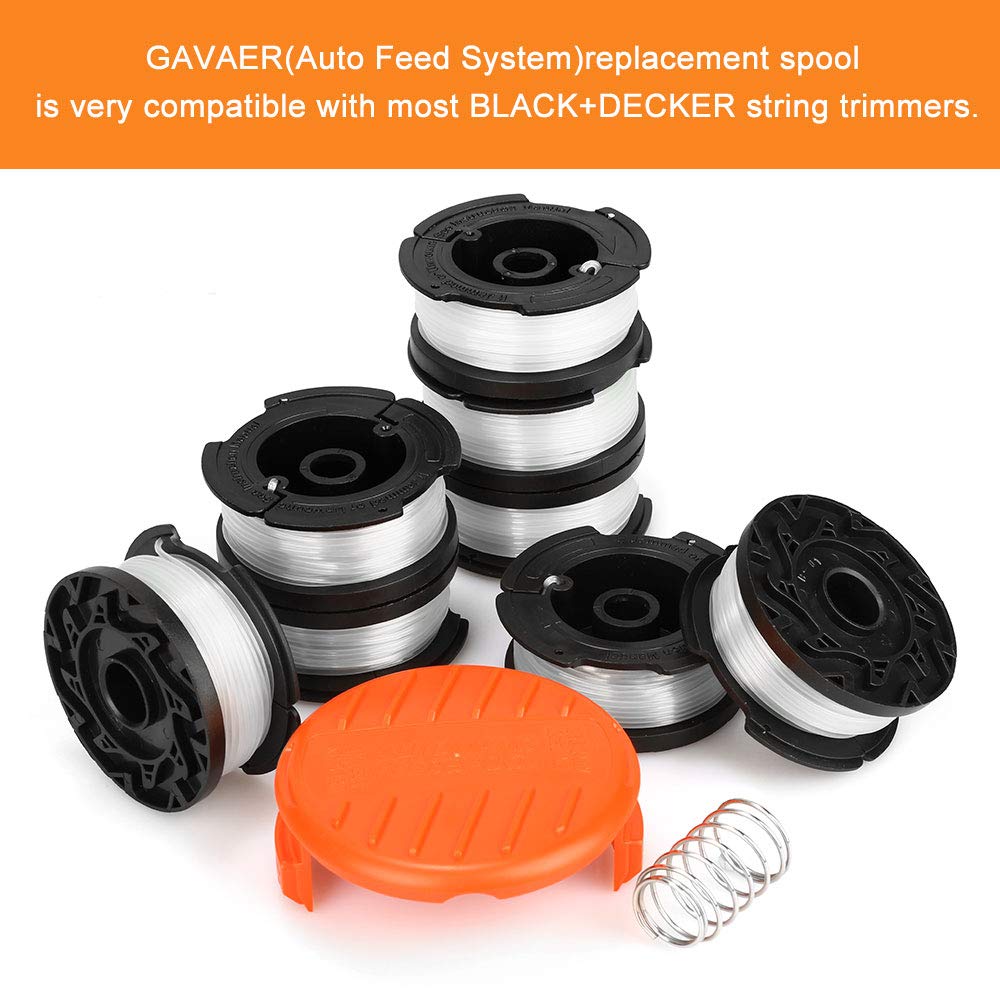 Lawn Mower Replacement Kits Grass String Trimmer Spool Line Cap Cover with Spring Auto Feed Work with AF-100 Black and Decker