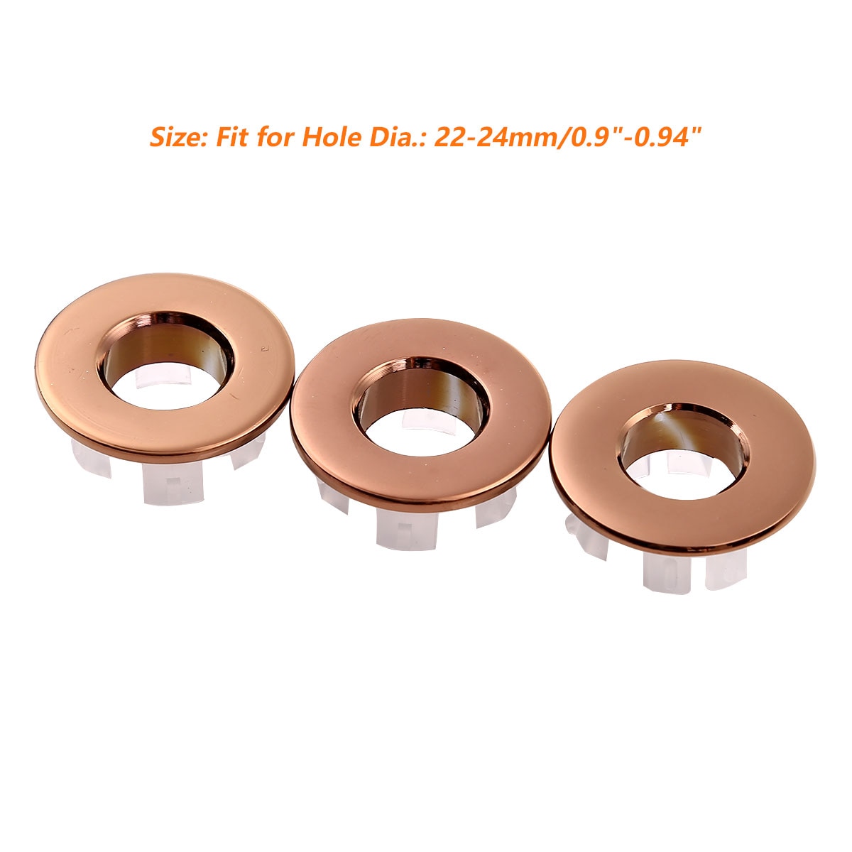 3/4pc Sink Hole Round Overflow Covers Kitchen Bathroom Basin Trim Round Hole Caps Insert Spares Insert Basin Sink overflow cover: Rose Gold