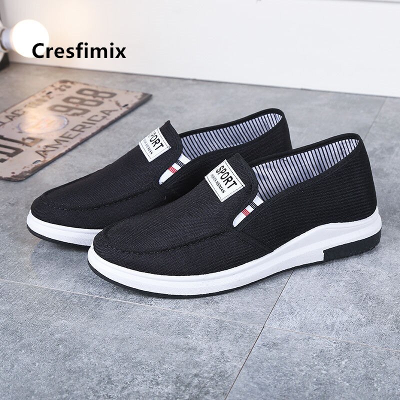 Cresfimix Chaussures Hommes masculine grande taille confort sans lacet toile Chaussures Hommes décontracté gris printemps & eté mocassins B5717