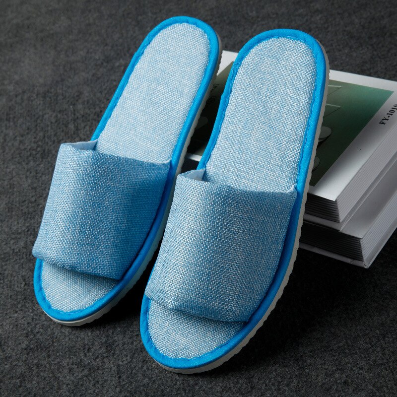 20 pairs Hanf Einfache Hausschuhe Männer Frauen Hotel Travel Spa Tragbare Klapp Haus Einweg Hause Gast Indoor Hausschuhe Große Größe: Blue / 10