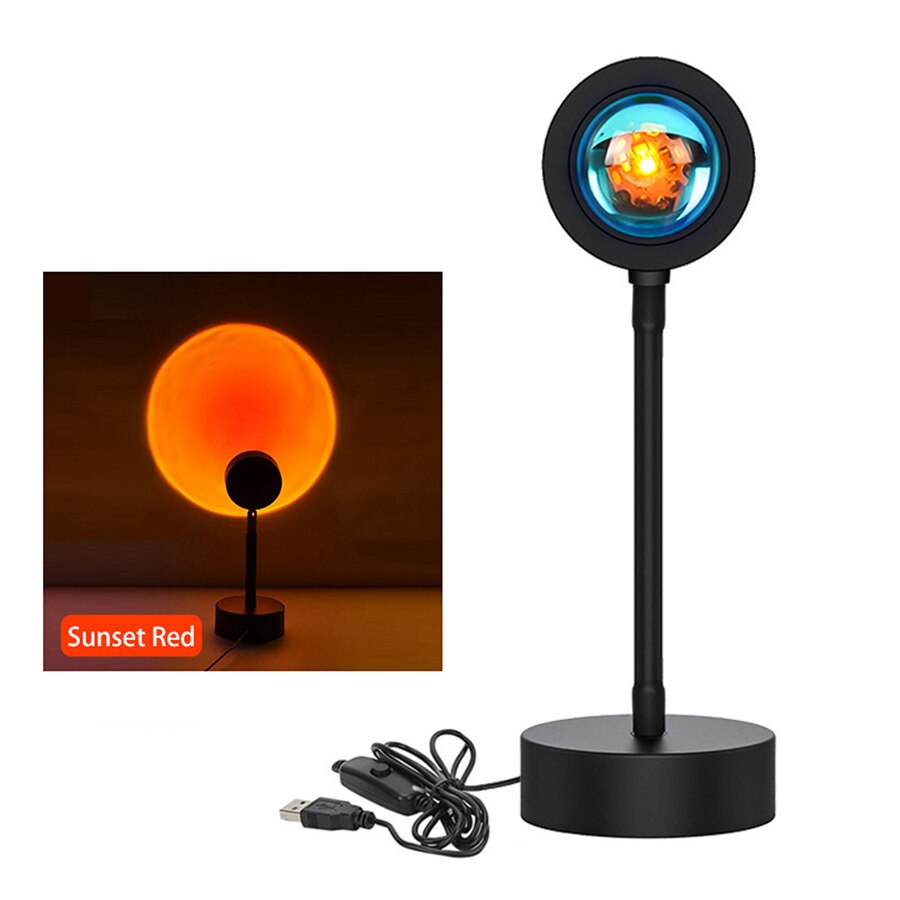 Zonsondergang Rode Led Nachtlampje Zon Projectie Usb Rainbow Projector Wanddecoratie Verlichting Bureaulamp Voor Slaapkamer Bar Koffie Winkel: Sunset Red