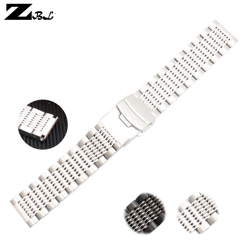 Rostfritt stål klockarmband 20mm 22 24mm solid metall klockarmband för huawei samsung klockarmband armbandsur armband: Silver- / 24mm