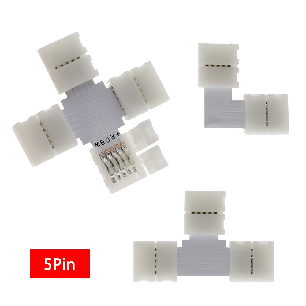 2pin 4pin 5pin LED Strip Connector for Light Wire Connection 10mm L Shape / T Shape / X Shape Free Welding Connector 5pcs/lot
