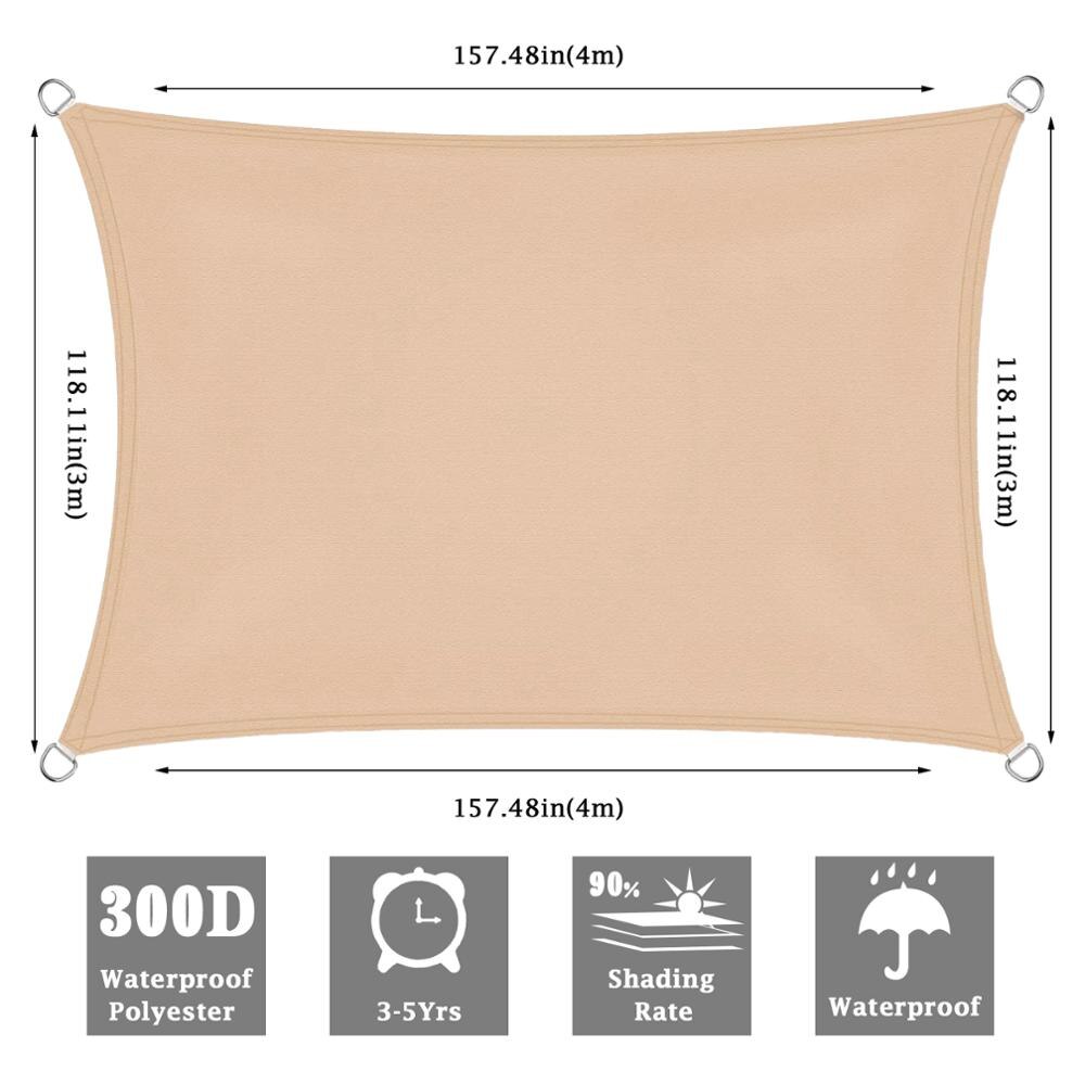 Sun Shelter Sunshade Protection Outdoor Canopy Garden Patio Pool Shade Sail Awning Camping UV Block Waterproof Sun Shade Sail: Beige Rectangle 3x4m