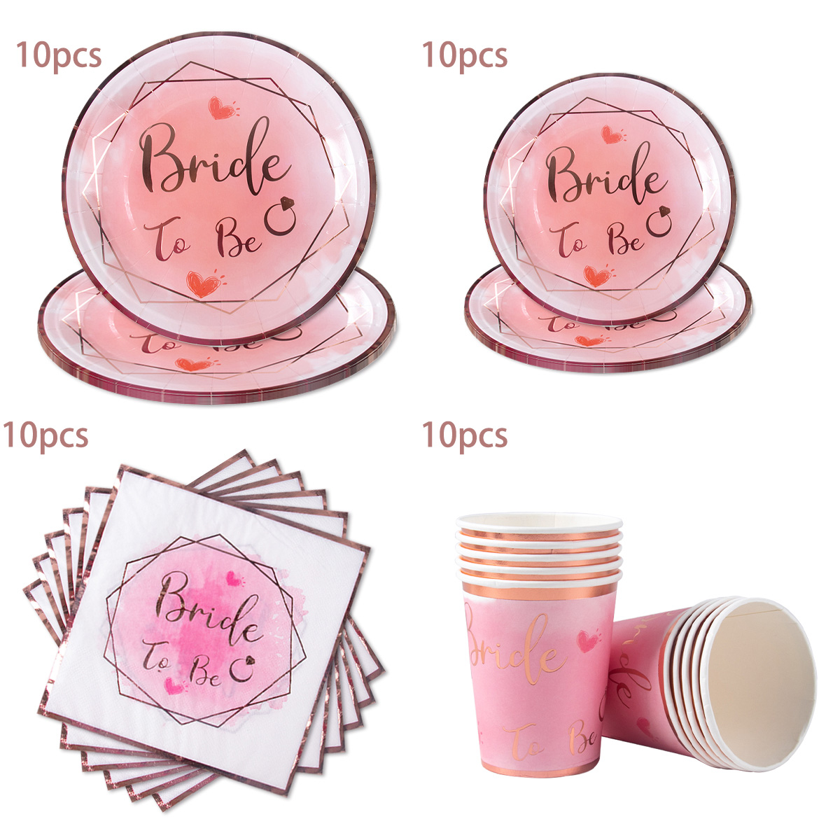 Dekoracja na wieczór panieński, panna młoda, różowy papierowy talerzyk, baner, okulary przeciwsłoneczne, akcesoria na wieczór panieński