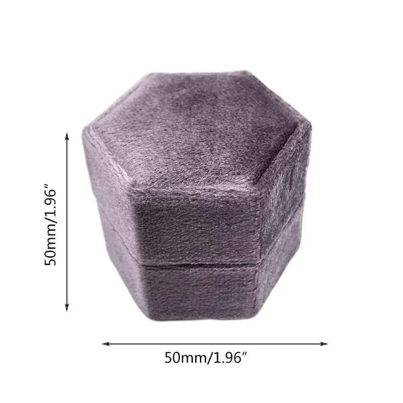 Velvet Double Ring Box Hexagon Wedding Ceremony Ring Box for proposal, engagement, wedding with Detachable Lid