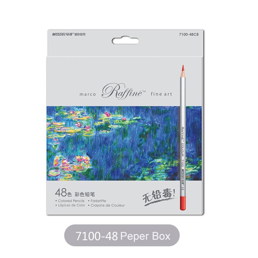 Marco 24/36/48/72Colors Raffine Soft Non-toxic Color Pencil lapis de cor Oil Colored Pencils for School Supplies: 48 colors paper box