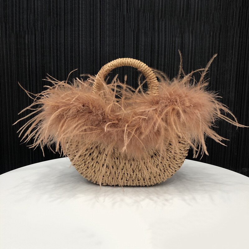 Bolso de hombro tejido de papel para verano, bolsa de rafia, de mimbre, Bohemia, para vacaciones, Bali, con asa superior, informal: Brown