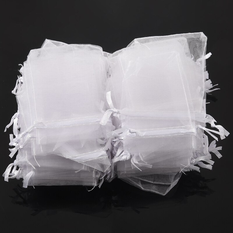 100 x White Organza Wedding Party Bags