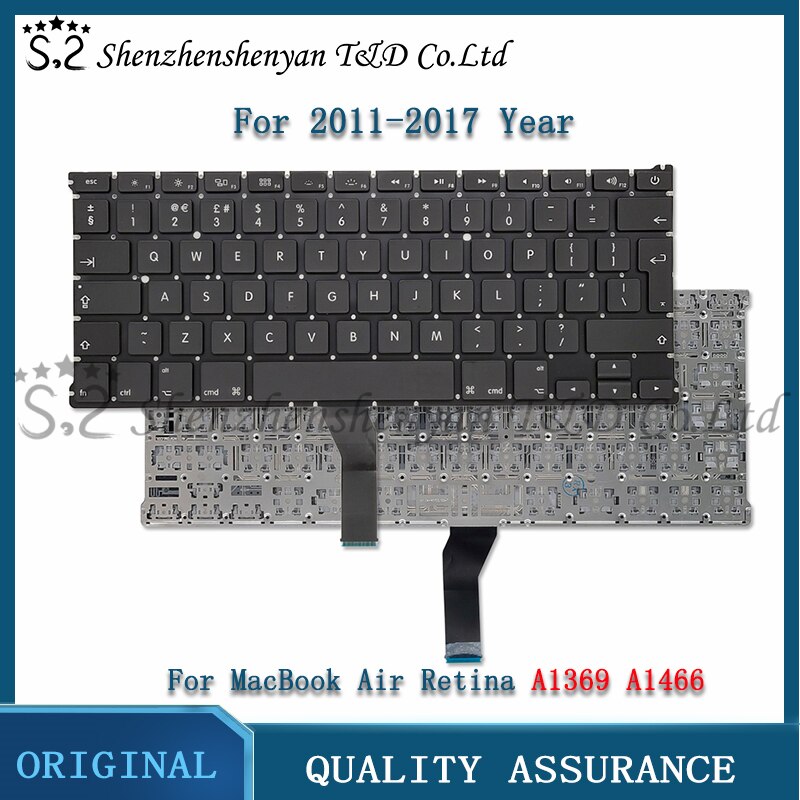 US UK Replacement Keyboard Russian Spain French German Russian Korean Layout for Macbook Air 13 &quot;A1369 A1466 Years