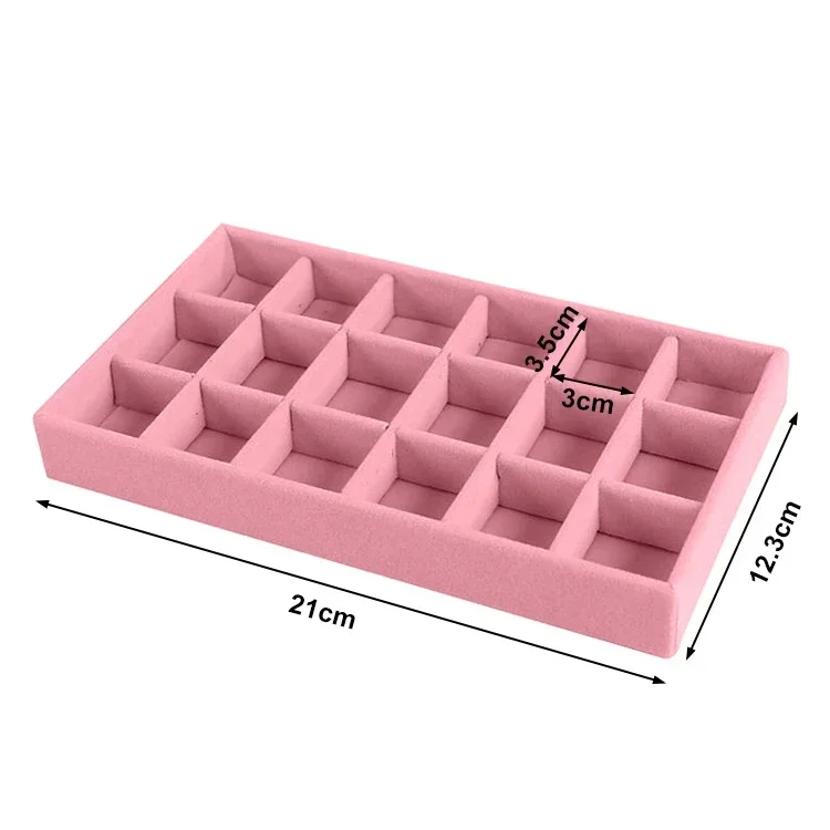 Velvet Jewelry Accessories Display Organizer Desktop Makeup Storage Box Earring Bracelet Ring Brooch Classification Drawer Tray: Burgundy