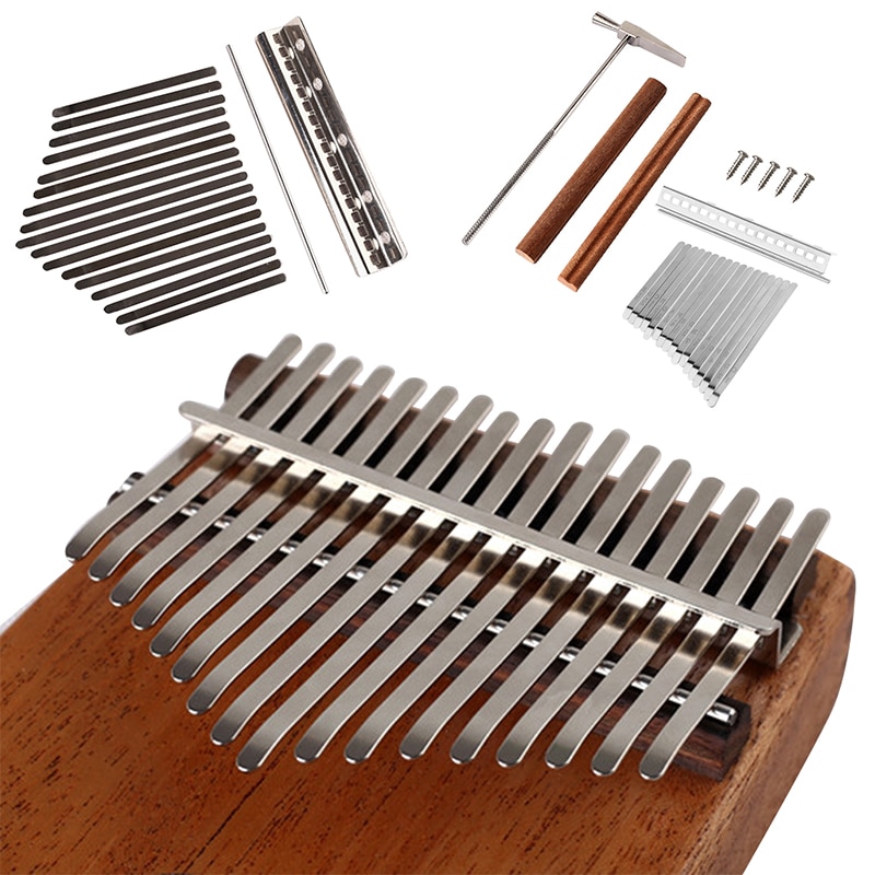 Kalimba diy 17 nøgler udskiftning mangan stål tommelfinger taster klaver træbro metal musikinstrumenter tilbehør
