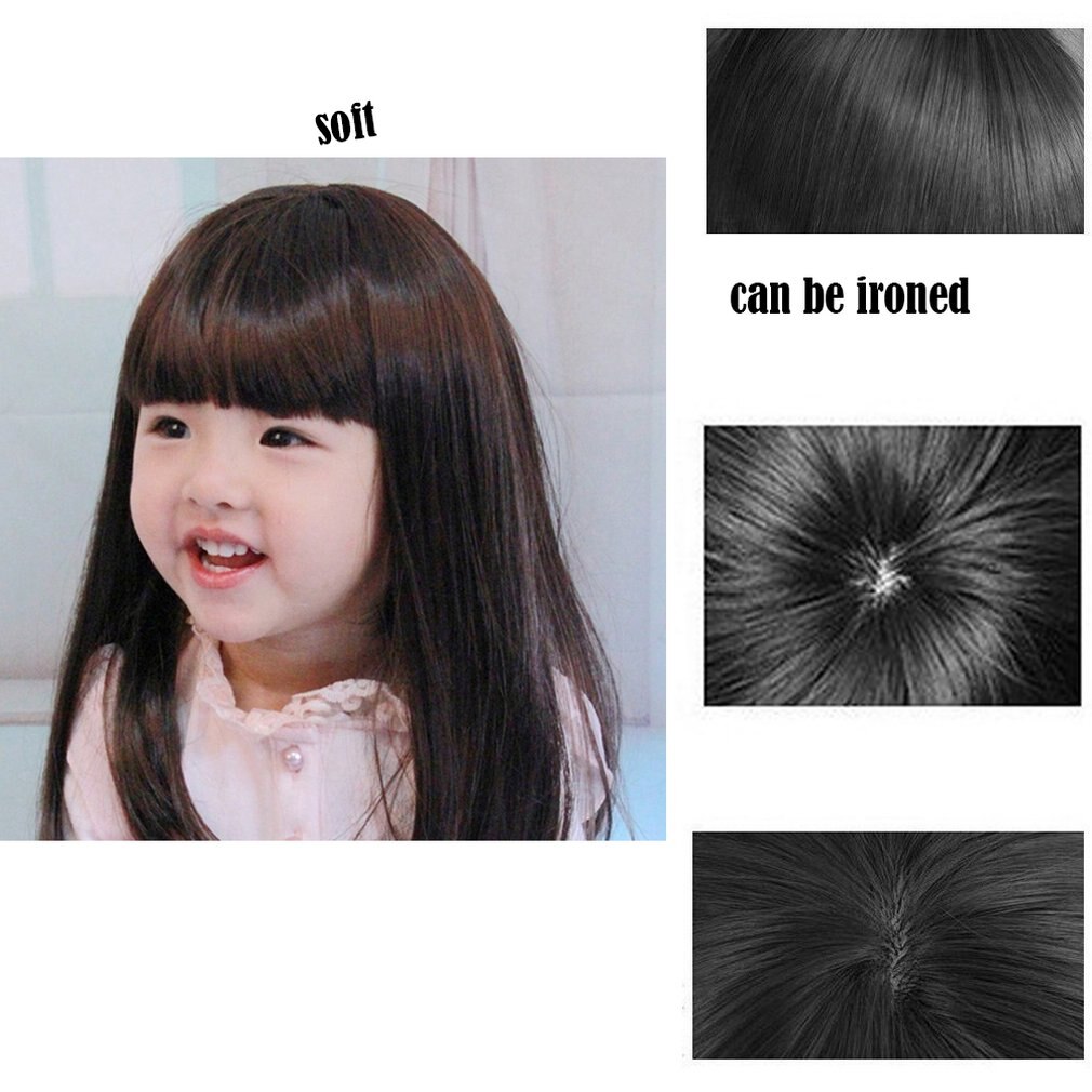 Synthetic Heat Resistant Fiber Straight Child Hair Brown/black Children Wig