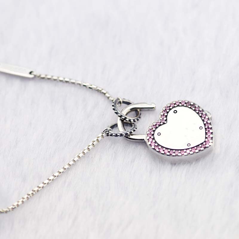 Necklaces &Pendants Lock Your Promise Pendant with Clear CZ DIY Sterling-Silver-Jewelry Silver 925 Pingente