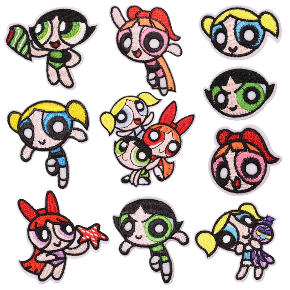 10 Stuks Cartoon Power Meisjes Naaien Levert Ijzer Op Kleding Applique Patch Diy Kleding Accessoires Borduurwerk Patches
