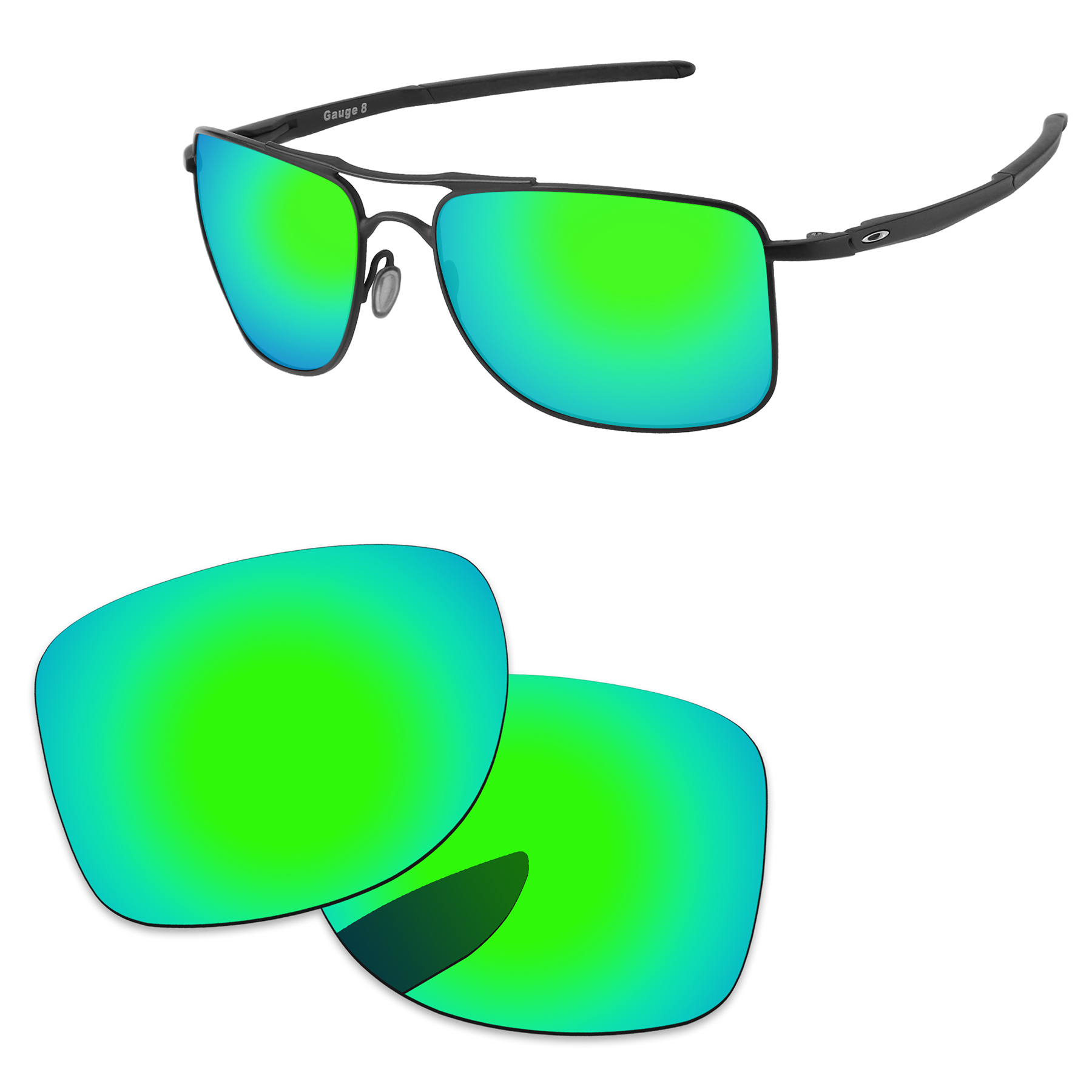 Alphax Vervanging Lenzen Voor Authentieke Gauge 8 L OO4124-62 Zonnebril Gepolariseerde-Meerdere Opties: Emerald Green
