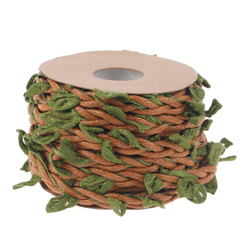 5M DIY Simulation Green Leaves Weaving Wax Rope Hemp Rope Wedding Birthday Wedding Decoration Rattan Bouquet Packaging Rope: B