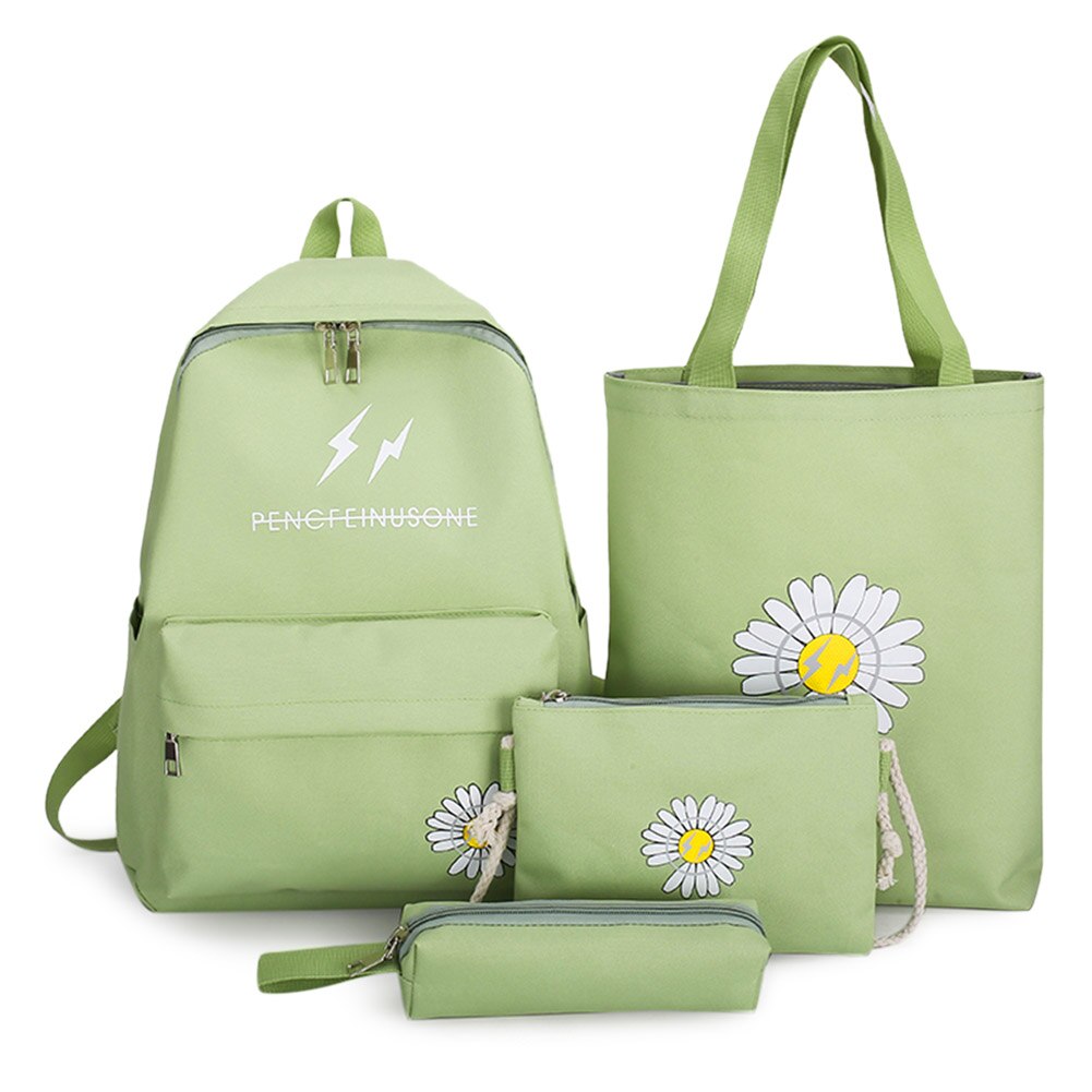 4 Stks/set Schooltassen Voor Tienermeisjes Waterdichte Rugzak Vrouwen Boekentassen Student Kid Schooltas Muchila Escolar: Green