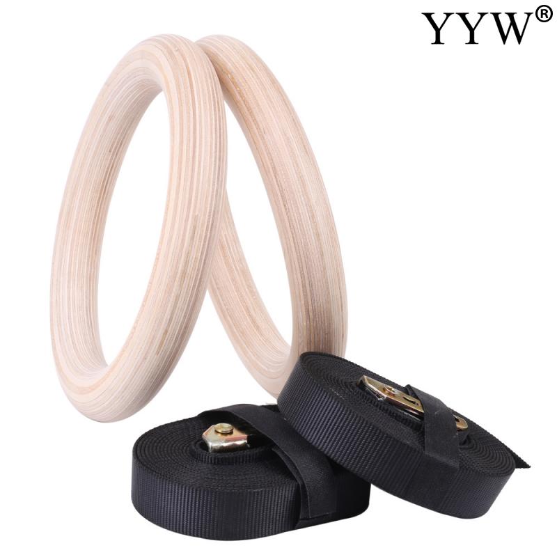 2 Home Indoor Pull Up Wood Gymnastic Ring 32/28mm Olympic Gym Rings For Home Gym Fitness for Muscle Building Ab Workout Strength