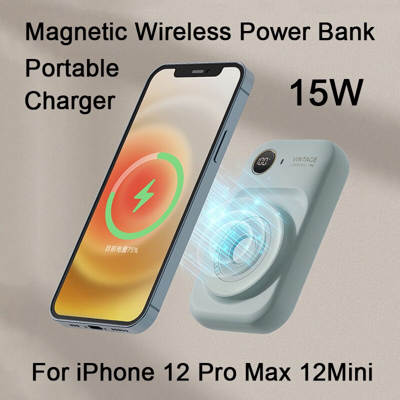 Magnetische Power Bank Komt Met Dual-Lijn Mini Powerbank Externe Batterij Mobiele Telefoon Draagbare Oplader Extra Batterij