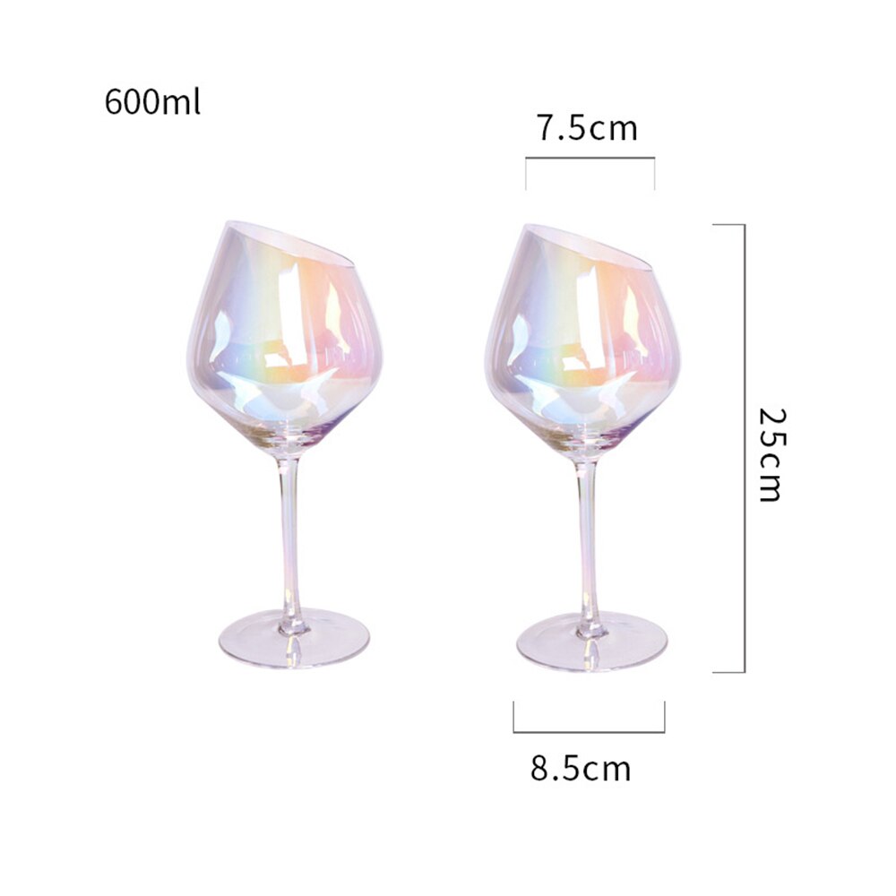 2PCS Wine Glass Electroplating Color Lead-free Glass Crystal Glass Red Wine Glass Champagne Glass Goblet Red Wine Glass Set: B