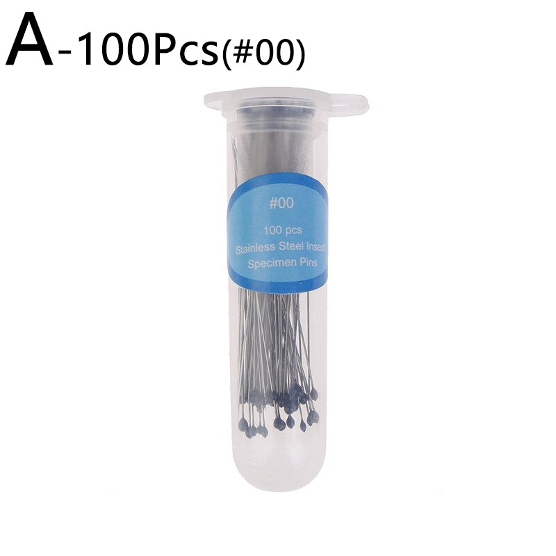 100Pcs Rvs Specimen Naald Met Opbergdoos Insect Pinnen Voor School Lab Entomologie Body Dissectie Insect Naald: 00