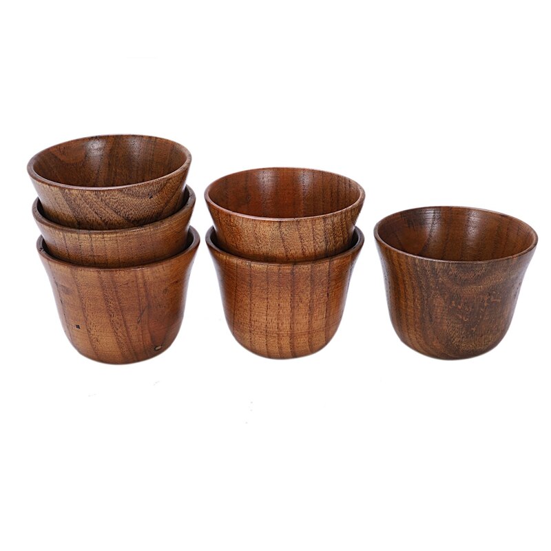 6pcs tea set small wooden cup small cup anti-side wooden cup and natural wood wine glass wooden tea cup