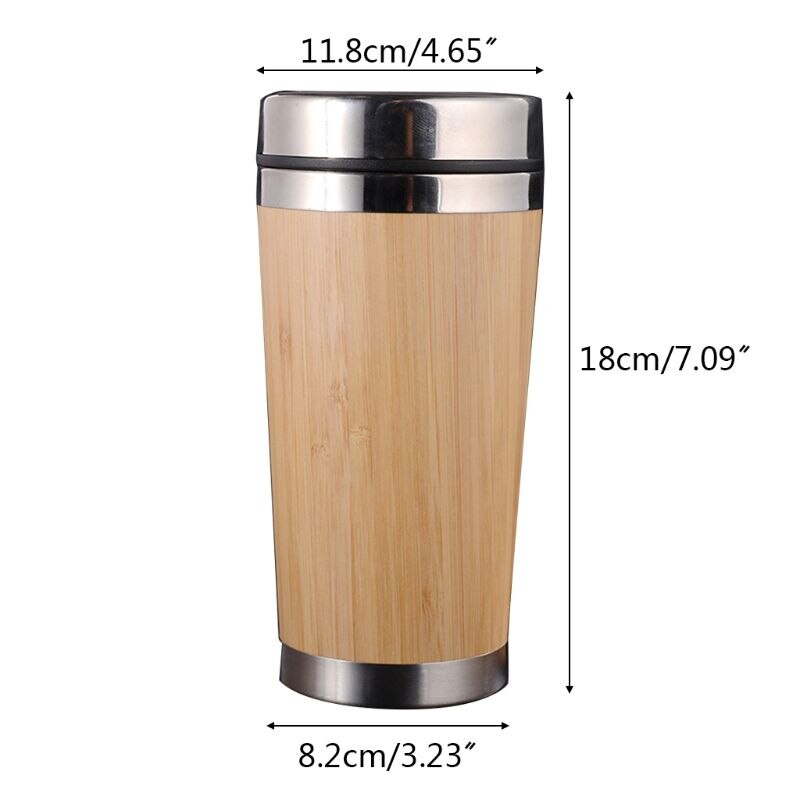 450ml termostatflasker i bambus med rustfritt stål vakuumflasker kaffekopp