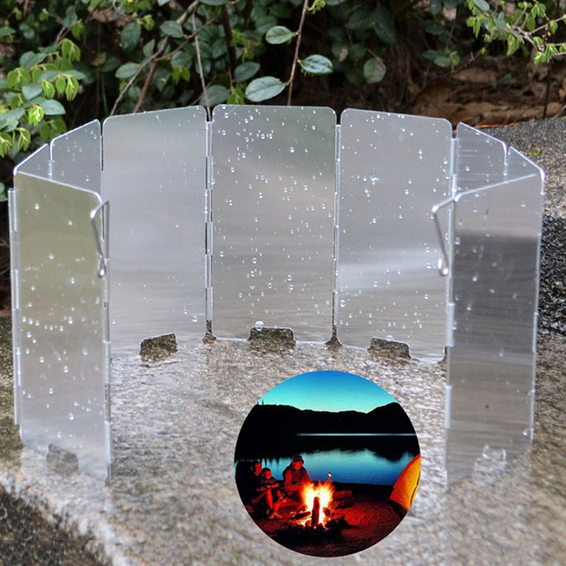 9 plates Fold Camping Cooker Gas Stove Wind Shield Screen Foldable Outdoor