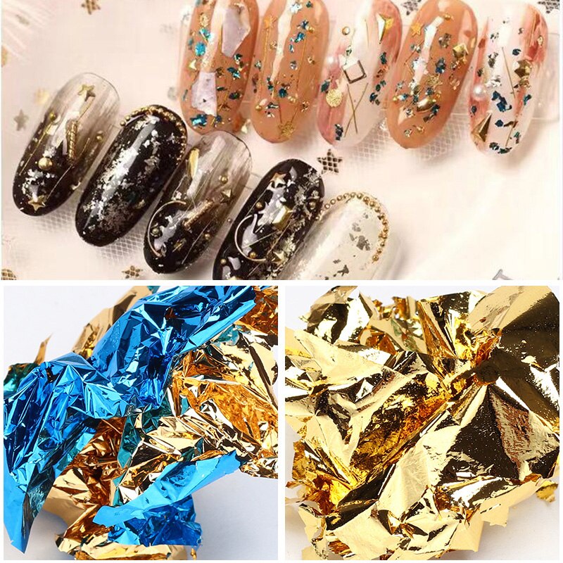 1 Box Nail Art Sticker Kleurrijke Onregelmatige Folies Papier Goud 3D Flakies Manicure Nail Art Diy Decoratie Accessoires