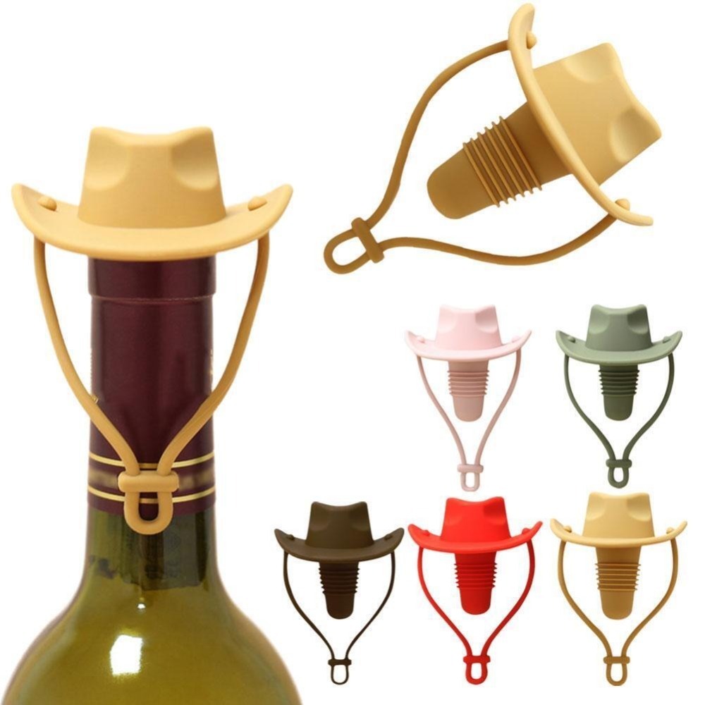 Cowboy Hat Shape Wine Bottle Stopper Reusable Leak Proof Silicone Champagne Bottle Stopper Wine Bottle Cap for Bar
