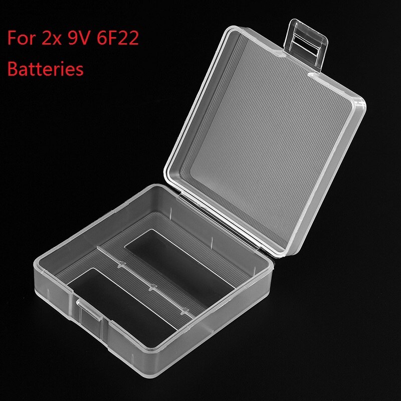 1PC Portable Transparent Hard Plastic Case Holder Battery Storage Box Durable Batteries Storage Case Fit for 2/4 x 26650 Battery: For 2x 9V 6F22 Batte