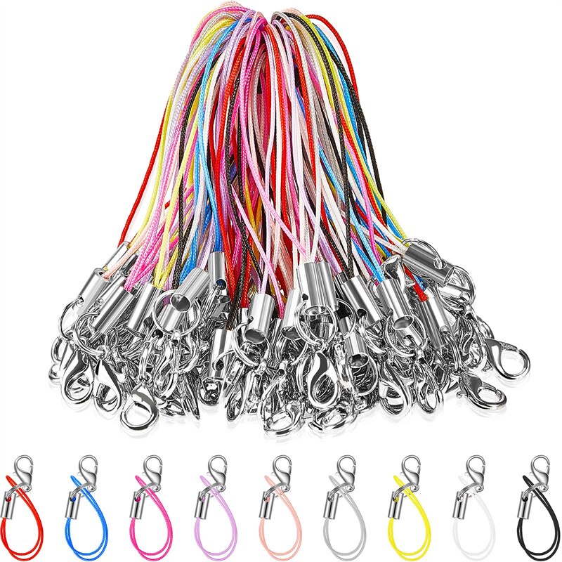 Lariat-llavero con broche de langosta para teléfono móvil, correa con cordón, Multicolor, 50/10 piezas