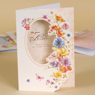 beautiful flower friend birthday greeting cards with envelope floral message cards: Number 03