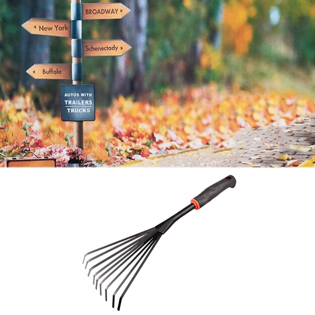 SHGO -Flat Soil Rake Soil Hoe Flower Soil Rake Grass Deciduous Cleaning Rake Garden Tools