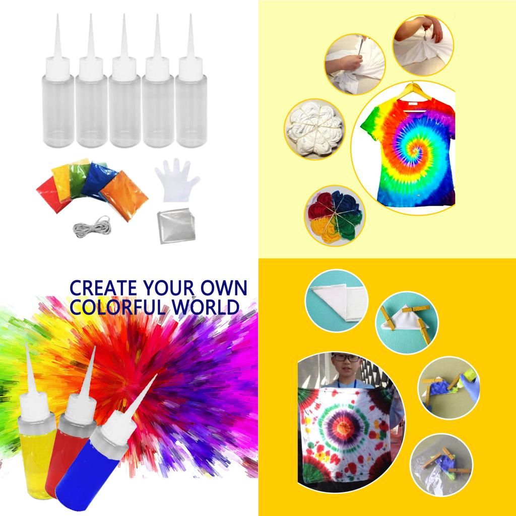 Tie Dye DIY Kit Easy Dye for Shirts & Fabrics with Basic Tools