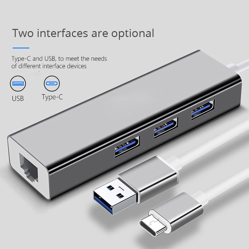 ULC28 – station d'accueil 3 HUB USB type c pour ordinateur portable, adaptateur usbc macbook net RJ45