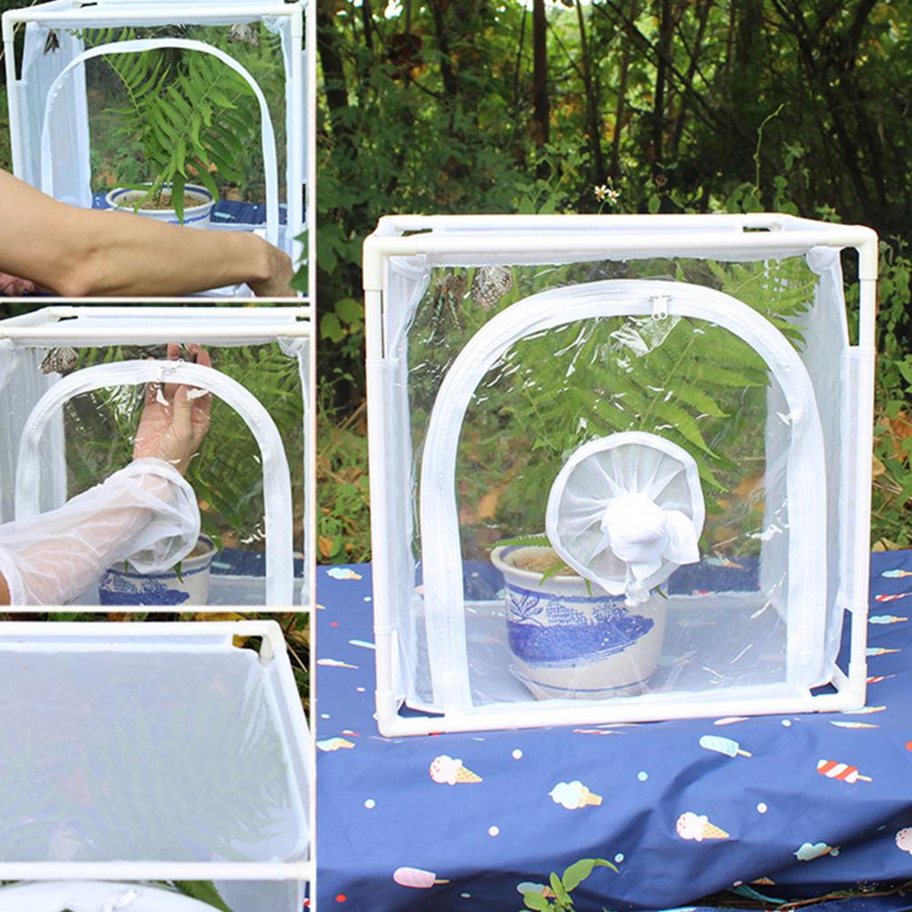 Durable Habitat Mesh Easy Installation Double Zipper Transparent Transparent Mesh Plants Net Observation Cage