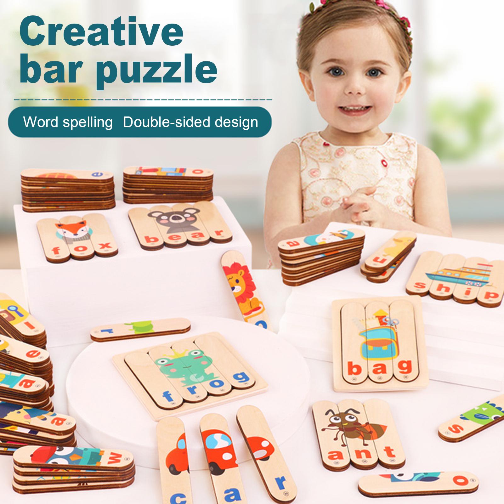 Engels Woord Brief Bijpassende Houten Lange Strip Jigsaw Board Puzzel Speelgoed Voor Kinderen