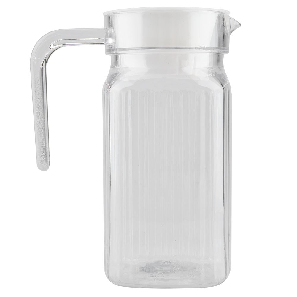1100ml akryl gennemsigtig juice flaske med stor kapacitet stribet vand iskold saftkande med låg til bar home club kaffebar: 500ml