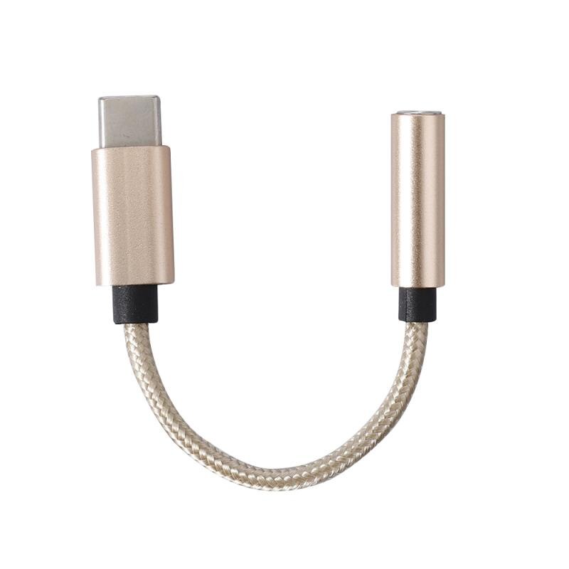 Nylon USB C di Tipo C A 3.5mm del Trasduttore Auricolare Cuffie Cavo del Convertitore Jack Adattatore Audio Digitale Per Ipad Pro Samsung huawei Xiaomi: Gold