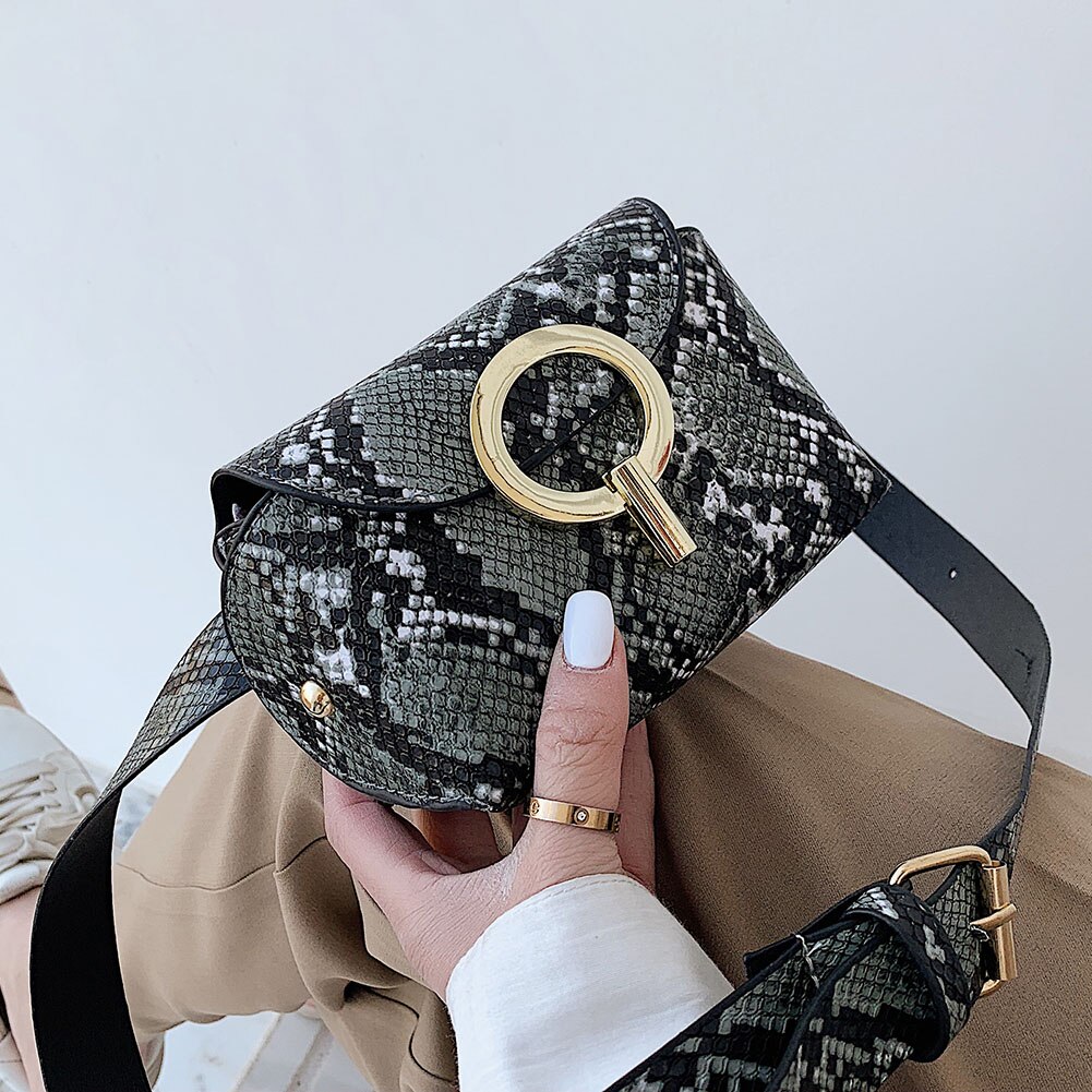 Schlange Druck Gürtel Schulter Crossbody-tasche Frauen Serpentin PU Leder Taille Taschen Weibliche Fanny Pack