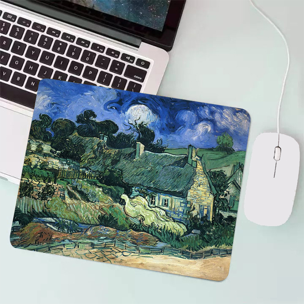 Van Gogh Painting Small Gaming Mouse Pad PC Gamer Keyboard Mousepad Computer Mouse Mat Laptop Carpet Anime Mause pad Desk Mat: 70x30 cm / light yellow